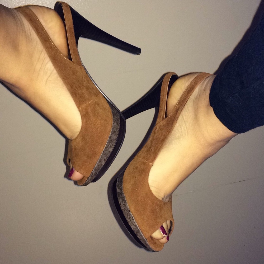 Suede Peep Toe Slingback